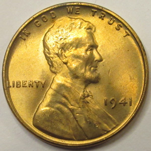 1941 Lincoln Wheat Cent - antique pre WW2 era high grade uncirculated penny