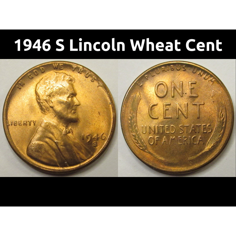 1946 S Lincoln Wheat Cent - antique San Francisco mintmark penny coin