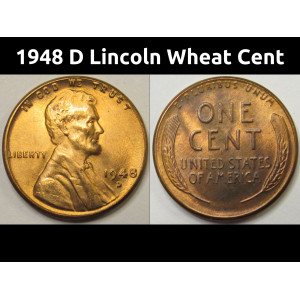 1948 D Lincoln Wheat Cent - antique Denver mintmark uncirculated penny