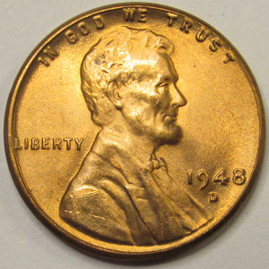 1948 D Lincoln Wheat Cent - antique Denver mintmark uncirculated penny