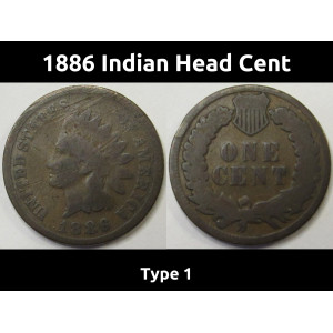 1886 Indian Head Cent - antique better date Wild West era penny