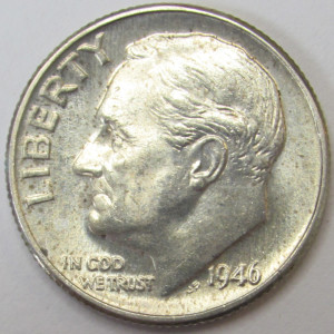 1946 Roosevelt Dime - antique uncirculated American silver dime