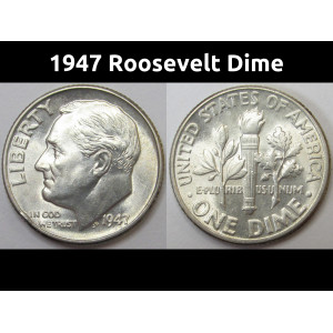 1947 Roosevelt Dime - uncirculated flashy American silver dime