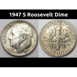 1947 S Roosevelt Dime - uncirculated San Francisco mintmark silver dime