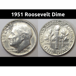 1951 Roosevelt Dime - antique uncirculated American silver dime