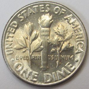 1952 Roosevelt Dime - uncirculated toned American silver dime