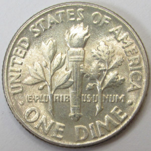 1954 Roosevelt Dime - antique American silver dime