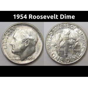 1954 Roosevelt Dime - antique uncirculated American silver dime