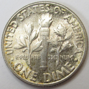 1954 Roosevelt Dime - antique toned American silver dime