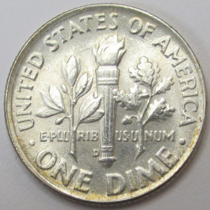 1954 D Roosevelt Dime - antique Denver mintmark American silver dime