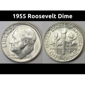 1955 Roosevelt Dime - antique uncirculated American silver dime