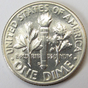 1955 D Roosevelt Dime - antique Denver mintmark American silver dime
