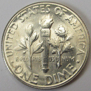 1955 S Roosevelt Dime - antique San Francisco mintmark flashy silver dime