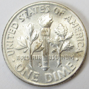 1958 D Roosevelt Dime - antique Denver mintmark silver dime