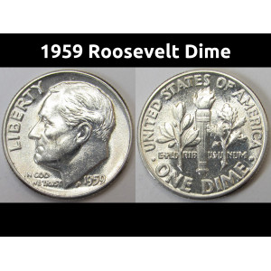 1959 Roosevelt Dime - antique uncirculated American silver dime