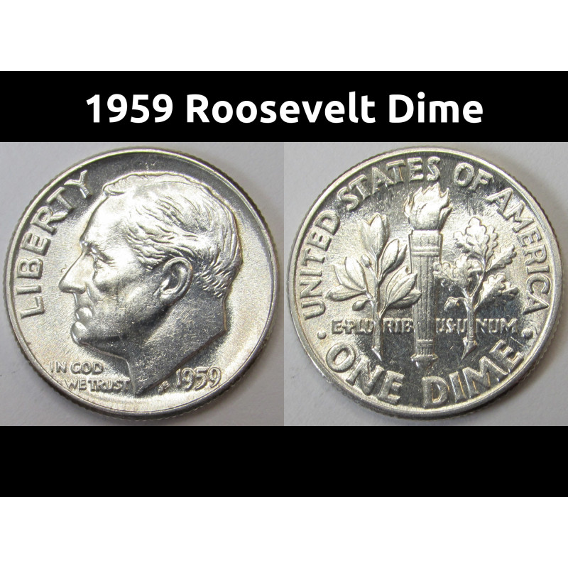 1959 Roosevelt Dime - antique uncirculated American silver dime