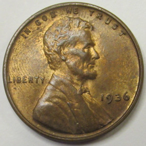 1936 Lincoln Wheat Cent - uncirculated thirties American wheat penny