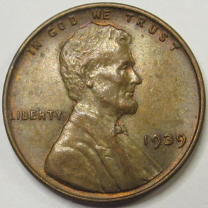 1939 Lincoln Wheat Cent - antique Great Depression uncirculated wheat penny
