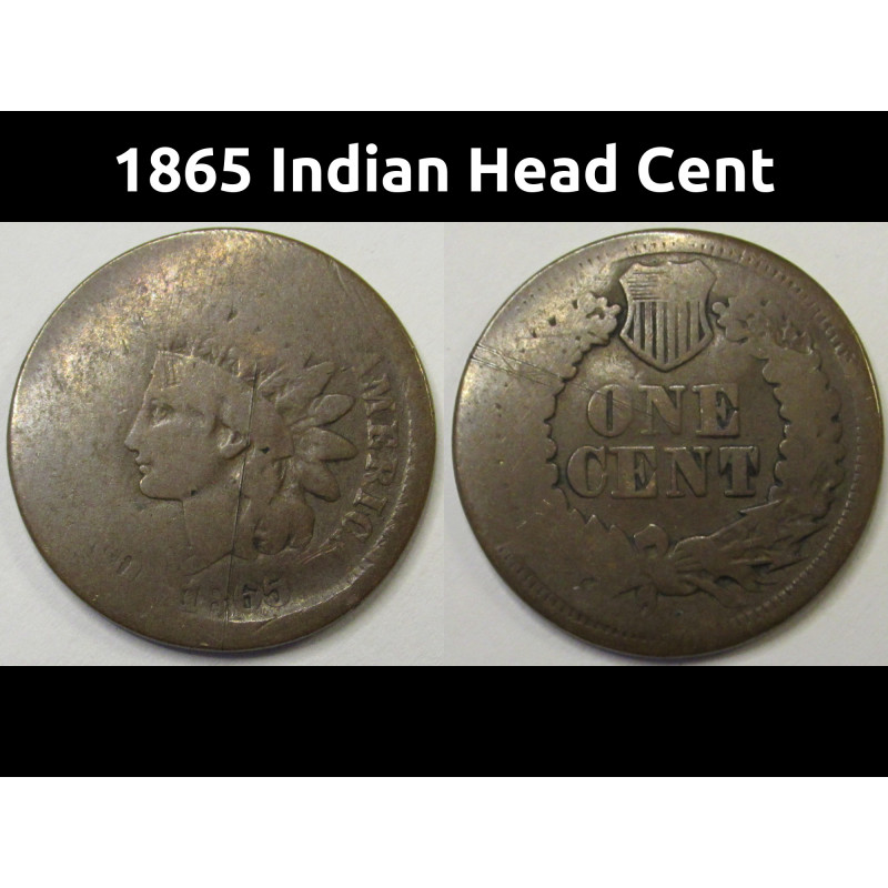 1865 Indian Head Cent - antique Civil War era American penny