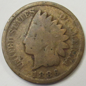 1886 Indian Head Cent - Type 2 - old better date American penny