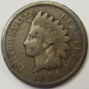 1894 Indian Head Cent - antique better date American bronze penny
