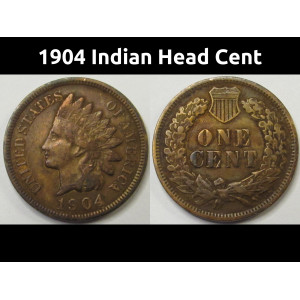1904 Indian Head Cent - antique American penny coin