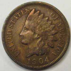 1904 Indian Head Cent - antique American penny coin