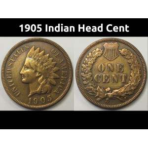 1905 Indian Head Cent - antique American bronze penny