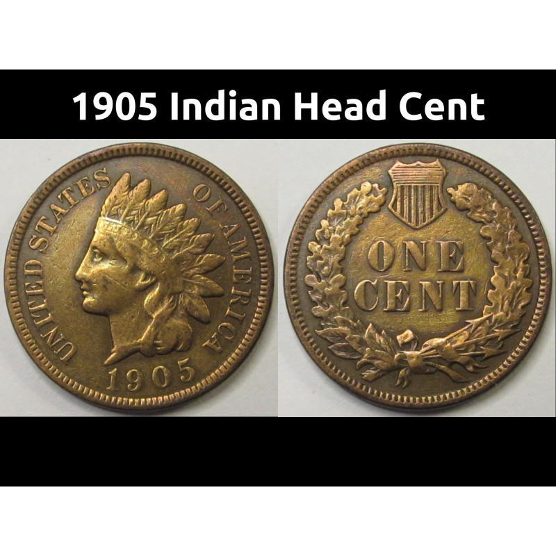 1905 Indian Head Cent - antique American bronze penny