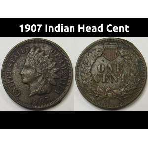 1907 Indian Head Cent - antique American bronze penny