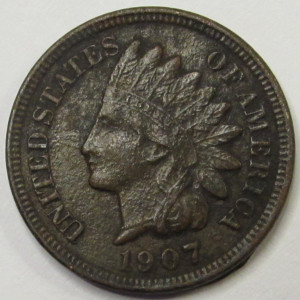 1907 Indian Head Cent - antique American bronze penny