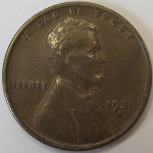 1931 S Lincoln Wheat Cent - Key Date antique American low mintage coin