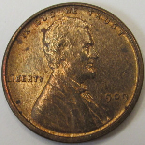 1909 VDB Lincoln Wheat Cent - antique first year of issue American uncirculated penny