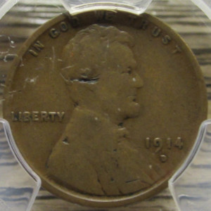 1914 D Lincoln Wheat Cent - PCGS Graded VG Detail - authentic key date coin