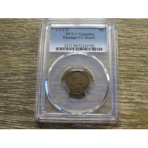 1914 D Lincoln Wheat Cent - PCGS Graded VG Detail - authentic key date coin