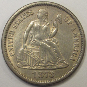 1873 Seated Liberty Dime - Close 3 - beautiful high grade Wild West era silver dime