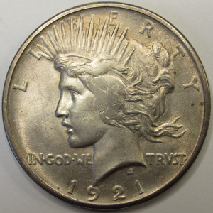 1921 Peace Dollar - uncirculated high relief beautiful American silver dollar