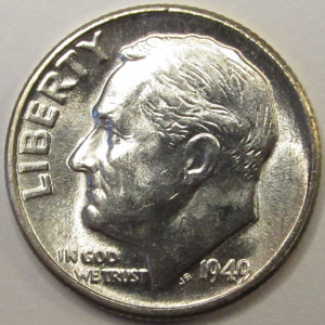 1949 Roosevelt Dime - uncirculated better date American silver dime