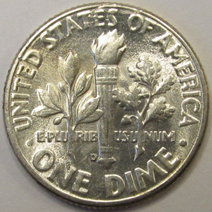 1949 D Roosevelt Dime - antique uncirculated Denver mintmark silver dime