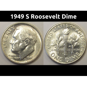 1949 S Roosevelt Dime - low mintage San Francisco mint silver dime