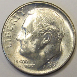 1950 S Roosevelt Dime - antique lower mintage American silver dime