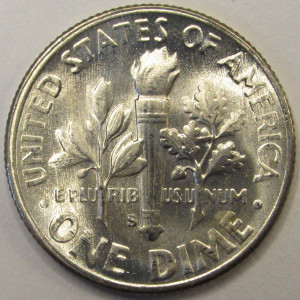 1951 S Roosevelt Dime - uncirculated antique American silver dime