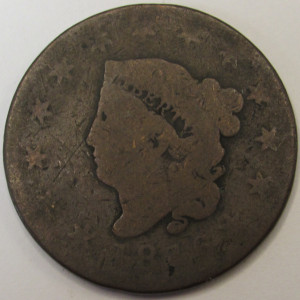 1816 Coronet Head Large Cent - antique American large copper coin