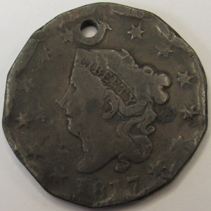 1817 Coronet Head Large Cent - 13 Stars - antique 200 year old copper penny