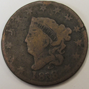 1818 Coronet Head Large Cent - antique American copper penny