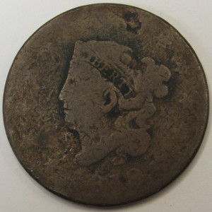 1818 Coronet Head Large Cent - antique American Coronet large penny
