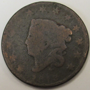 1819 Coronet Head Large Cent - Large Date - antique copper American penny