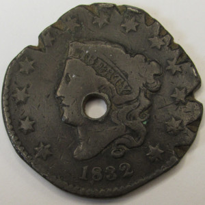 1832 Coronet Head Large Cent - Large Letters - antique copper penny