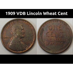 1909 VDB Lincoln Wheat Cent - antique first year of issue American wheat penny