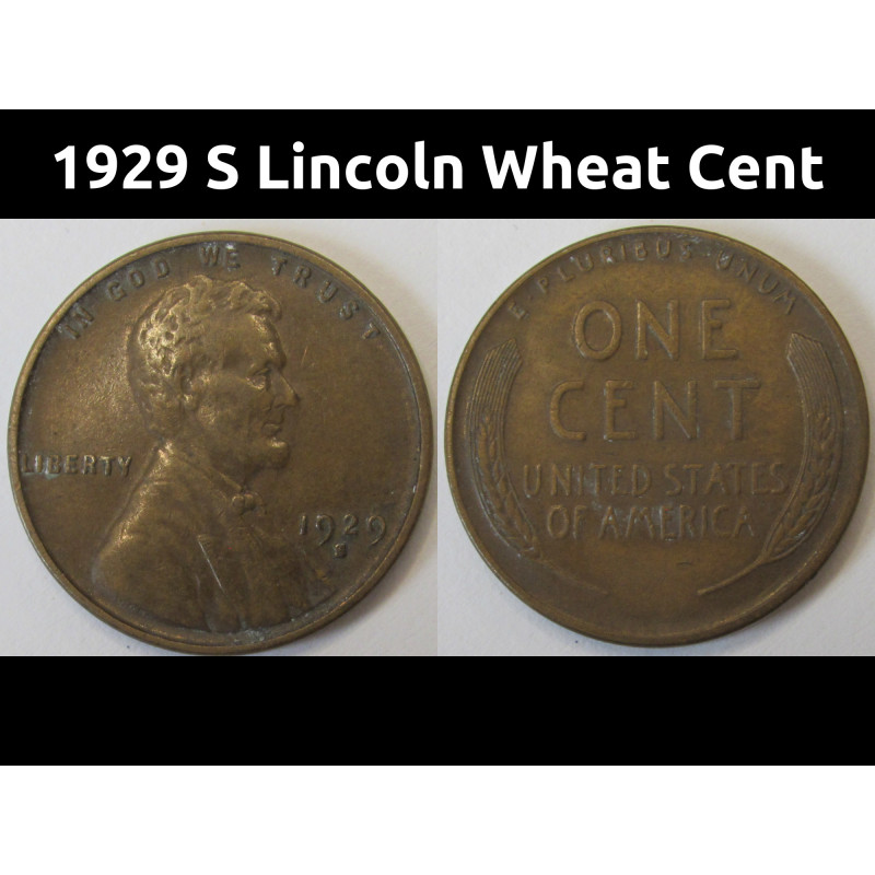 1929 S Lincoln Wheat Cent - antique San Francisco mintmark better condition penny